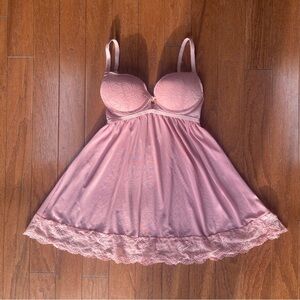 Daisy Fuentes Pink Lace Chemise Size Small Babydoll Slip On Lingerie